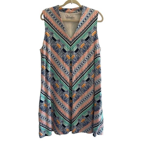 Tommy Bahama Linen Grand Isle Shift Dress Women’s Sz L XL Sleeveless Summer Boho - Picture 3 of 7